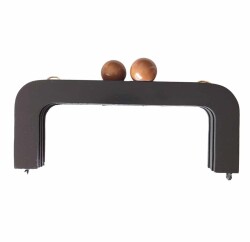 Angel Çanta Aksesuar Ahşap Çanta Bursu Dikdörtgen Siyah Renk 20 Cm - Angel Çanta Aksesuar