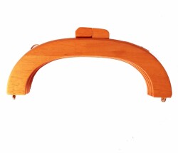 Angel Çanta Aksesuar Oval Ahşap Burs Koyu Renk 20 Cm - Angel Çanta Aksesuar