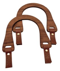 Angel Çanta Aksesuar 15x18 cm Derili Ahşap Çanta Sapı - Angel Çanta Aksesuar