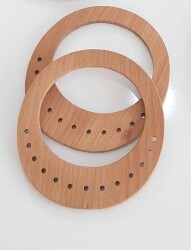 Angel Çanta Aksesuar 16.5X15 Cm, Açık Renk Oval Delikli Ahşap Çanta Sapı - Angel Çanta Aksesuar