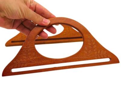 Angel Çanta Aksesuar 25x12 cm Desenli İthal Ahşap Çanta Sapı - 1