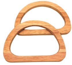 Angel Çanta Aksesuar D Model 12x8 cm Ham Renk Ahşap Çanta Sapı - Angel Çanta Aksesuar