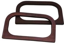 Angel Çanta Aksesuar D Model 14X8 cm Kahve Renk Ahşap Çanta Sapı - Angel Çanta Aksesuar