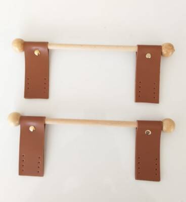 Angel Çanta Aksesuar Suni Derili Ahşap Çanta Sapı Taba Renk - 1