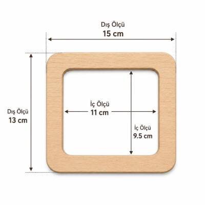 Angel Çanta Aksesuar Dikdörtgen Model 15x13 Cm Açık Ahşap Renk Ahşap Çanta Sapı - 2