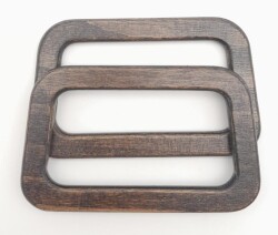 Angel Çanta Aksesuar Eğik Dörtgen Model 7.5x12.5 cm Haki Renk Ahşap Çanta Sapı - Angel Çanta Aksesuar