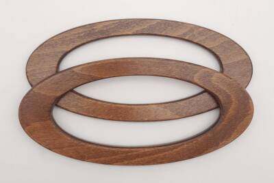 Angel Çanta Aksesuar Oval Model 9x19.5 cm Koyu Ahşap Renk Ahşap Çanta Sapı - 1