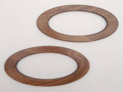 Angel Çanta Aksesuar Oval Model 9x19.5 cm Koyu Ahşap Renk Ahşap Çanta Sapı - 2