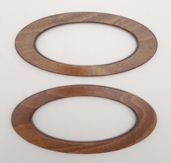 Angel Çanta Aksesuar Oval Model 9x19.5 cm Koyu Ahşap Renk Ahşap Çanta Sapı - 3