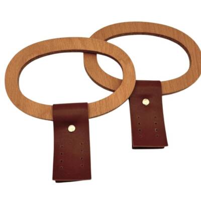 Angel Çanta Aksesuar Oval Derili Ahşap Çanta Sapı Açık Renk - 1