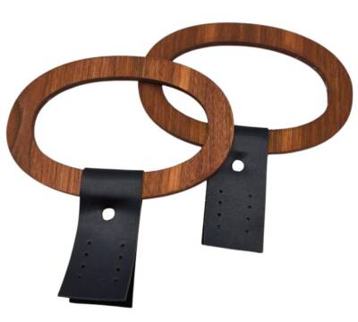 Angel Çanta Aksesuar Oval Derili Ahşap Çanta Sapı Koyu Renk - 1