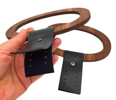 Angel Çanta Aksesuar Oval Derili Ahşap Çanta Sapı Koyu Renk - 2