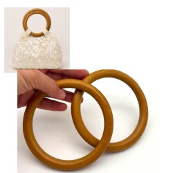 Angel Çanta Aksesuar Yuvarlak Model 12 Cm Açık Renk Ahşap Çanta Sapı - Angel Çanta Aksesuar