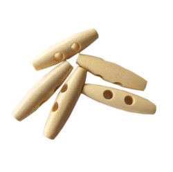 Angel Çanta Aksesuar 5Li Ahşap Çoban Düğme 3 Cm Krem - Angel Çanta Aksesuar