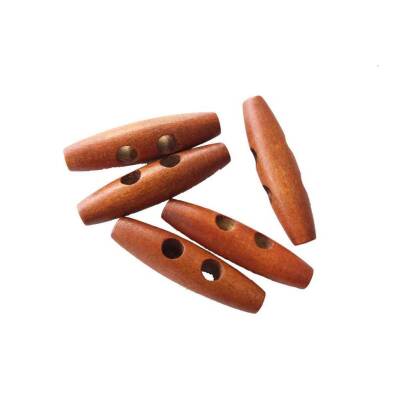 Angel Çanta Aksesuar 5Li Ahşap Çoban Düğme 3 Cm Taba - 1