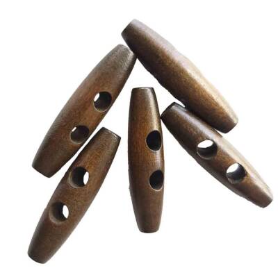 Angel Çanta Aksesuar 5Li Ahşap Çoban Düğme 5 Cm Haki - 1