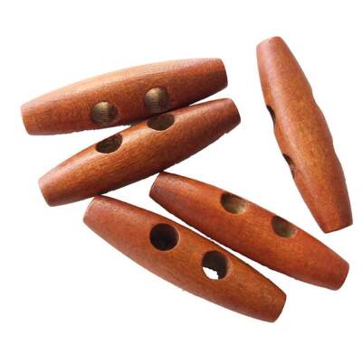 Angel Çanta Aksesuar 5Li Ahşap Çoban Düğme 5 Cm Taba - 1