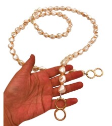 Angel Çanta Aksesuar 120 İncili Çanta Sapı Light Gold Metalli - 3