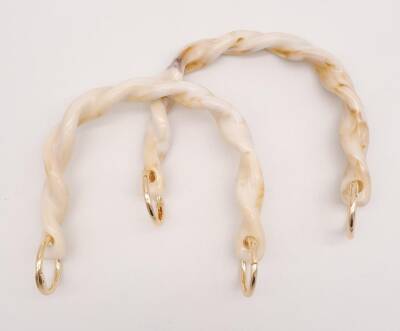 Angel Çanta Aksesuar 13 cm Burgu Model Bej Renk Yaylı Halkalı Akrilik Çanta Sapı - 1