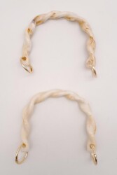 Angel Çanta Aksesuar 13 cm Burgu Model Bej Renk Yaylı Halkalı Akrilik Çanta Sapı - 2