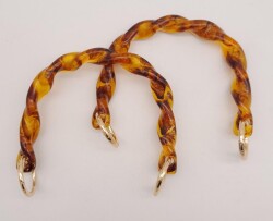 Angel Çanta Aksesuar 13 cm Burgu Model Kehribar Renk Yaylı Halkalı Akrilik Çanta Sapı - Angel Çanta Aksesuar