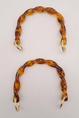 Angel Çanta Aksesuar 13 cm Burgu Model Kehribar Renk Yaylı Halkalı Akrilik Çanta Sapı - 2