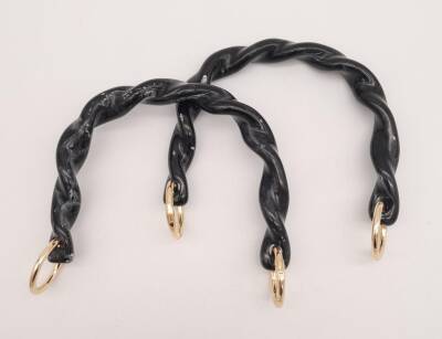 Angel Çanta Aksesuar 13 cm Burgu Model Siyah Renk Yaylı Halkalı Akrilik Çanta Sapı - 1