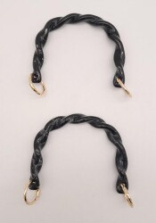 Angel Çanta Aksesuar 13 cm Burgu Model Siyah Renk Yaylı Halkalı Akrilik Çanta Sapı - 2