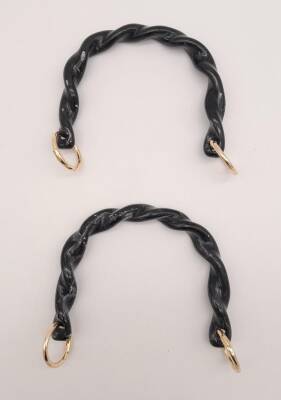 Angel Çanta Aksesuar 13 cm Burgu Model Siyah Renk Yaylı Halkalı Akrilik Çanta Sapı - 2