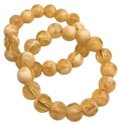 Angel Çanta Aksesuar 14 cm Krem-Şeffaf Boncuklu Bilezik Model Çift Çanta Sapı Light Gold Metalli - Angel Çanta Aksesuar