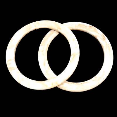 Angel Çanta Aksesuar 15cm Yuvarlak Akrilik Bej Mermer Desen Çanta Sapı - 2