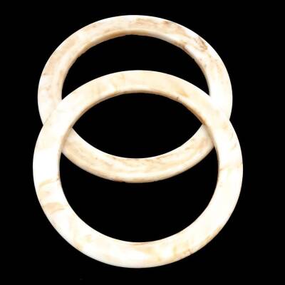 Angel Çanta Aksesuar 15cm Yuvarlak Akrilik Bej Mermer Desen Çanta Sapı - 1