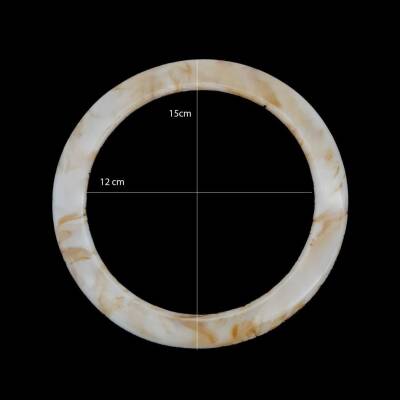 Angel Çanta Aksesuar 15cm Yuvarlak Akrilik Hardal Sarı Mermer Desen Çanta Sapı - 3