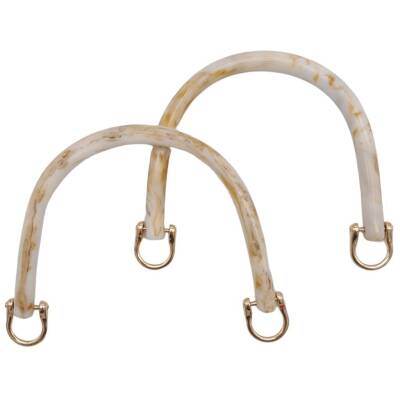 Angel Çanta Aksesuar 16 cm Akrilik Bej Renk Çanta Tutma Sapı Light Gold Metalli - 1