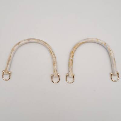 Angel Çanta Aksesuar 16 cm Akrilik Bej Renk Çanta Tutma Sapı Light Gold Metalli - 2