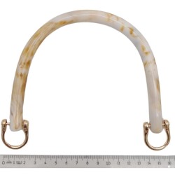 Angel Çanta Aksesuar 16 cm Akrilik Bej Renk Çanta Tutma Sapı Light Gold Metalli - 3