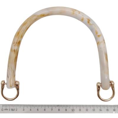Angel Çanta Aksesuar 16 cm Akrilik Bej Renk Çanta Tutma Sapı Light Gold Metalli - 3