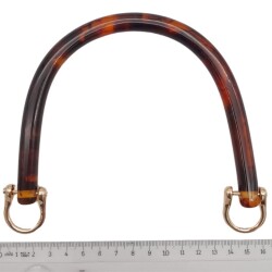 Angel Çanta Aksesuar 16 cm Akrilik Kehribar Renk Çanta Tutma Sapı Light Gold Metalli - 3