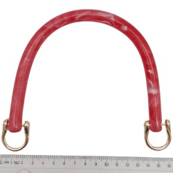 Angel Çanta Aksesuar 16 cm Akrilik Kırmızı Renk Çanta Tutma Sapı Light Gold Metalli - 3
