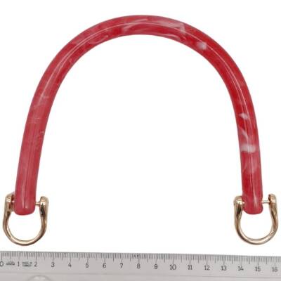 Angel Çanta Aksesuar 16 cm Akrilik Kırmızı Renk Çanta Tutma Sapı Light Gold Metalli - 3