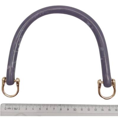 Angel Çanta Aksesuar 16 cm Akrilik Koyu Lila Renk Çanta Tutma Sapı Light Gold Metalli - 3