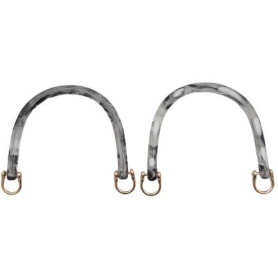 Angel Çanta Aksesuar 16 cm Akrilik Siyah Beyaz Leopar Çanta Tutma Sapı Light Gold Metalli - 2