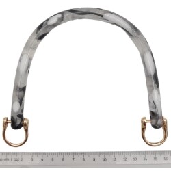 Angel Çanta Aksesuar 16 cm Akrilik Siyah Beyaz Leopar Çanta Tutma Sapı Light Gold Metalli - 3