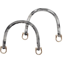 Angel Çanta Aksesuar 16 cm Akrilik Siyah Beyaz Leopar Çanta Tutma Sapı Light Gold Metalli - Angel Çanta Aksesuar