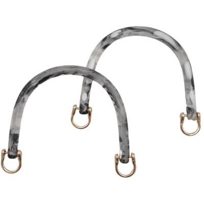 Angel Çanta Aksesuar 16 cm Akrilik Siyah Beyaz Leopar Çanta Tutma Sapı Light Gold Metalli - 1