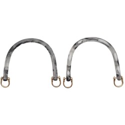 Angel Çanta Aksesuar 16 cm Akrilik Siyah Beyaz Leopar Çanta Tutma Sapı Light Gold Metalli - 2