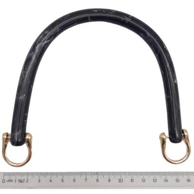 Angel Çanta Aksesuar 16 cm Akrilik Siyah Renk Çanta Tutma Sapı Light Gold Metalli - 3