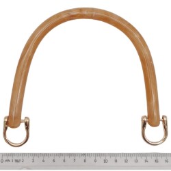 Angel Çanta Aksesuar 16 cm Akrilik Sütlü Kahve Renk Çanta Tutma Sapı Light Gold Metalli - 3