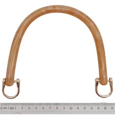 Angel Çanta Aksesuar 16 cm Akrilik Sütlü Kahve Renk Çanta Tutma Sapı Light Gold Metalli - 3