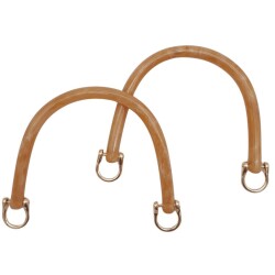 Angel Çanta Aksesuar 16 cm Akrilik Sütlü Kahve Renk Çanta Tutma Sapı Light Gold Metalli - Angel Çanta Aksesuar